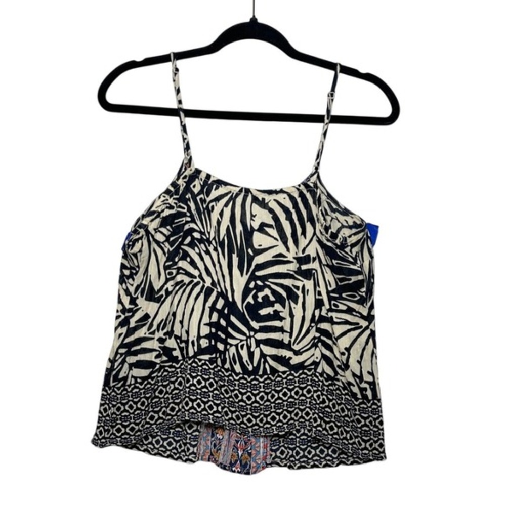 Patrons of Peace Mixed Print Cami Tank Top Womens M Boho Black‎ Cream - Picture 3 of 5